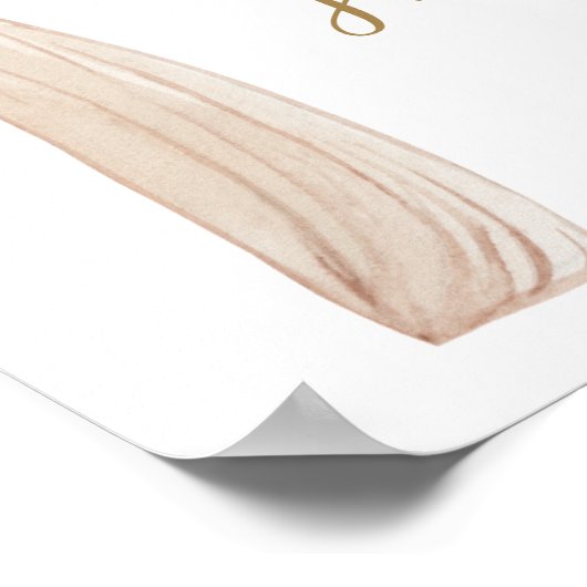 Gouden Marsala Bloem Bruiloft Feest Welkom Poster (Hoek)