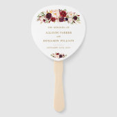 Gouden Marsala Bloemen Boho Trouwprogramma Fans Handwaaier (Voorkant)