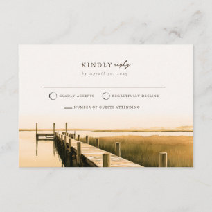 Gouden Marsh-kust Mail Back Huwelijks RSVP Kaart