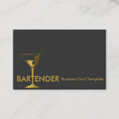Gouden Martini Cocktail Bartender Visitekaartje (Voorkant)