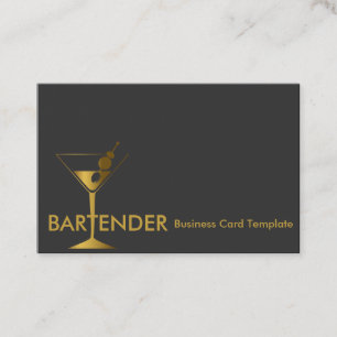 Gouden Martini Cocktail Bartender Visitekaartje
