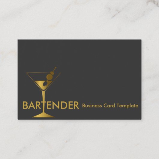 Gouden Martini Cocktail Bartender Visitekaartje (Voorkant)