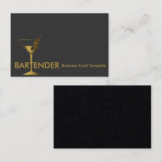 Gouden Martini Cocktail Bartender Visitekaartje (Voorkant / Achterkant)