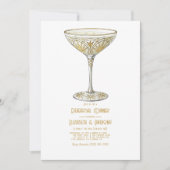 Gouden Martini Glas 1920s Art Deco Proefdiner Kaart (Voorkant)