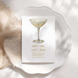 Gouden Martini Glas 1920s Art Deco Proefdiner Kaart