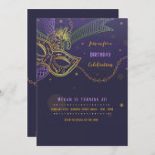 Gouden Masker Mardi Gras Kaart (Voorkant / Achterkant)