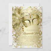 Gouden Masker Maskerade Feest Kaart (Voorkant)