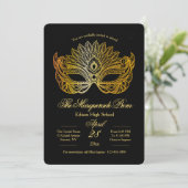 Gouden Masker Maskerade Gala Uitnodiging (Staand voorkant)