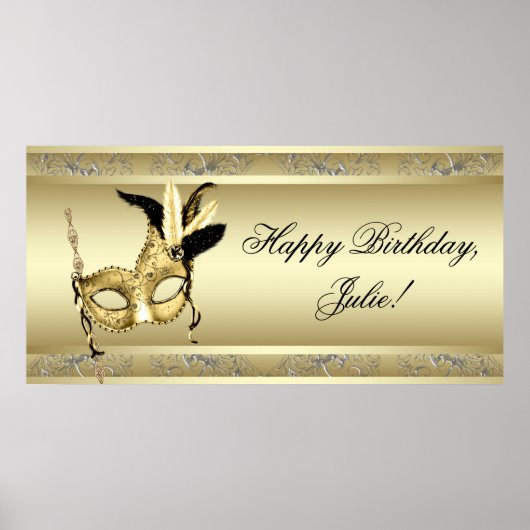 Gouden Maskerade Feest Banner Poster (Voorkant)