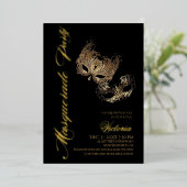 Gouden Maskerade Feest Folie Uitnodiging (Staand Voorkant)