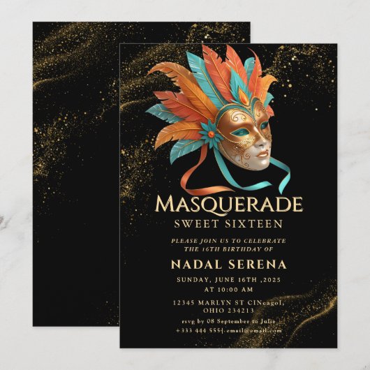 gouden maskerade kaart (Voorkant / Achterkant)