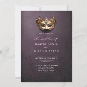 Gouden maskerade masker bruiloft kaart