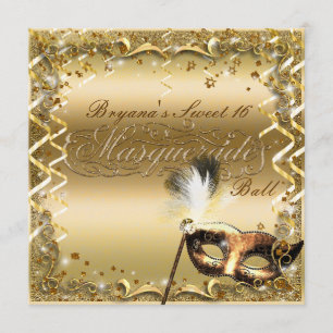 Gouden Maskerade Masker Elegant Bal Verjaardagsfee Kaart