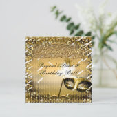 Gouden Maskerade Masker Elegant Verjaardagsfeest Kaart (Staand voorkant)