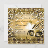 Gouden Maskerade Masker Elegant Verjaardagsfeest Kaart (Achterkant)