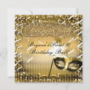 Gouden Maskerade Masker Elegant Verjaardagsfeest Kaart