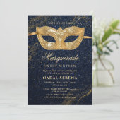 gouden maskerade masker Sweet 16 Kaart (Staand voorkant)
