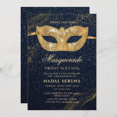 gouden maskerade masker Sweet 16 Kaart (Voorkant / Achterkant)