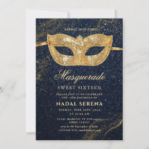 gouden maskerade masker Sweet 16 Kaart