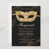 gouden maskerade masker Sweet 16 Kaart (Voorkant)