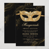 gouden maskerade masker Sweet 16 Kaart (Voorkant / Achterkant)