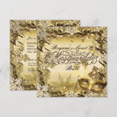 Gouden Maskerade Masker & Winter Sneeuwvlokken Ele Kaart (Voorkant / Achterkant)