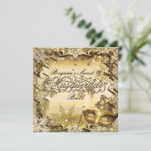 Gouden Maskerade Masker & Winter Sneeuwvlokken Ele Kaart (Staand voorkant)