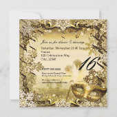 Gouden Maskerade Masker & Winter Sneeuwvlokken Ele Kaart (Achterkant)