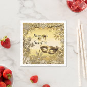 Gouden Maskerade Masker & Winter Sneeuwvlokken Ele Servet (Insitu)