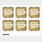 Gouden Maskerade Masker & Winter Sneeuwvlokken Ele Vierkante Sticker (Vel)