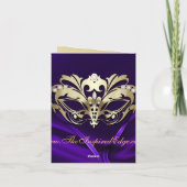 Gouden Maskerade Paarse Bedankkaart (Achterkant)
