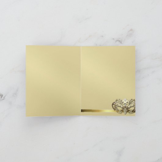 Gouden Maskerade Rode Dankkaart Bedankkaart (Binnen)