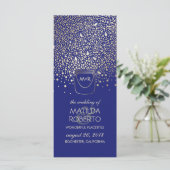 Gouden Mason Jar Fireflies Rustiek Huwelijksprogra Programmakaart (Staand voorkant)