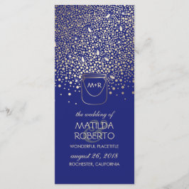 Gouden Mason Jar Fireflies Rustiek Huwelijksprogra Programmakaart