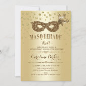 Gouden Masquerade Bal Verjaardagsfeest Kaart (Voorkant)