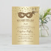 Gouden Masquerade Bal Verjaardagsfeest Kaart (Staand voorkant)