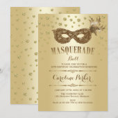 Gouden Masquerade Bal Verjaardagsfeest Kaart (Voorkant / Achterkant)