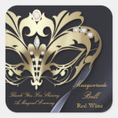 Gouden Masquerade Black Party Sticker (Voorkant)