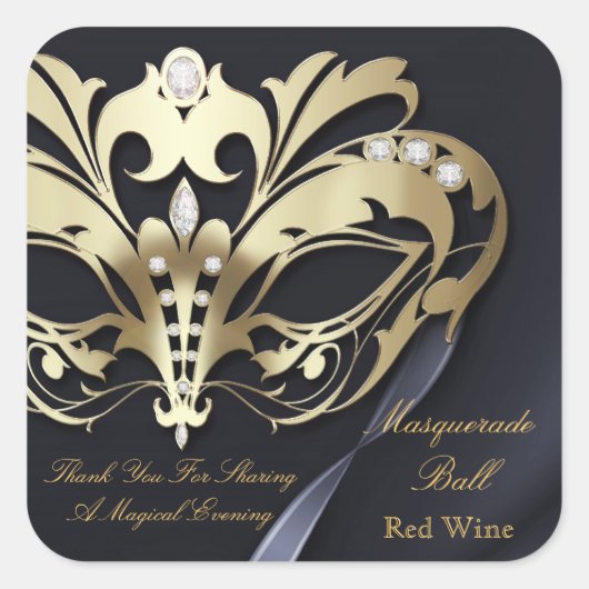 Gouden Masquerade Black Party Sticker (Voorkant)