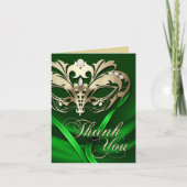 Gouden Masquerade Groen Bedankt Card (Voorkant)