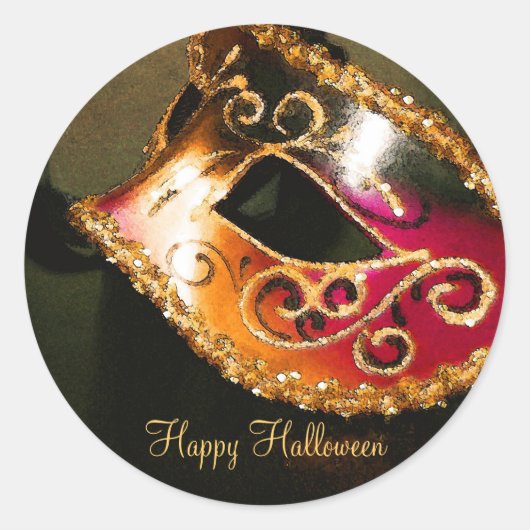 Gouden Masquerade Halloween Party Stickers (Voorkant)