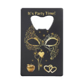 Gouden Masquerade Het is Feesttijd | Flesopener Creditkaart Flessenopener (Achterkant)