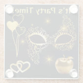 Gouden Masquerade Het is Feesttijd | Glazen Onderzetter (Achterkant)