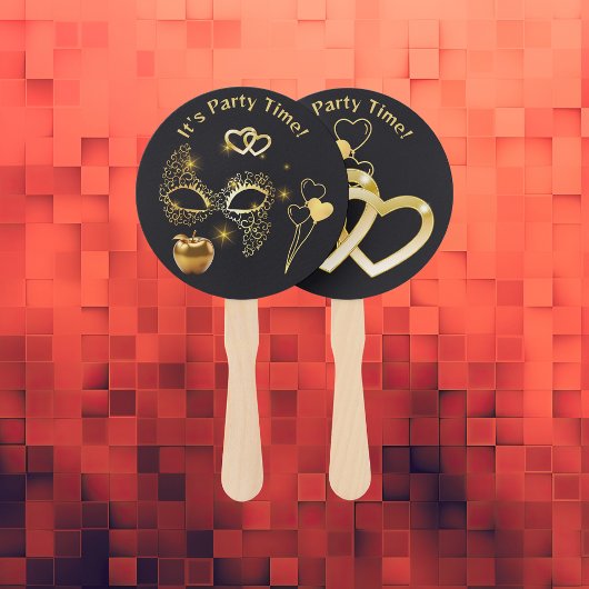 Gouden Masquerade Het is Feesttijd | Handwaaier