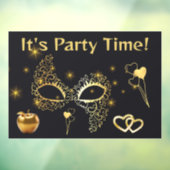 Gouden Masquerade Het is Feesttijd | Raamsticker (Vel 3)