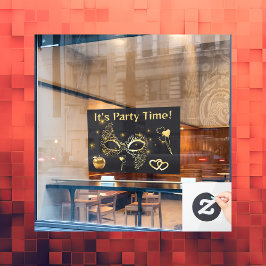 Gouden Masquerade Het is Feesttijd | Raamsticker