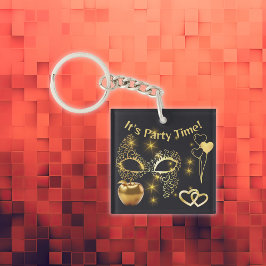 Gouden Masquerade Het is Feesttijd | Sleutelhanger