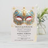 gouden masquerade kaart (Staand voorkant)