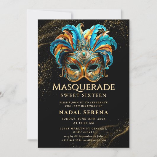 gouden masquerade kaart (Voorkant)
