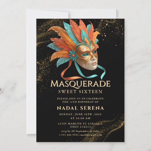 gouden masquerade kaart (Voorkant)
